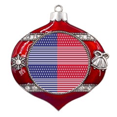 American Flag Patriot Red White Metal Snowflake And Bell Red Ornament by Celenk