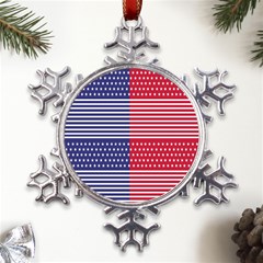 American Flag Patriot Red White Metal Large Snowflake Ornament by Celenk