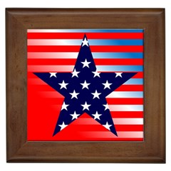 Patriotic American Usa Design Red Framed Tile by Celenk