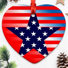 Patriotic American Usa Design Red Ornament (heart) by Celenk