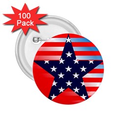 Patriotic American Usa Design Red 2 25  Buttons (100 Pack)  by Celenk