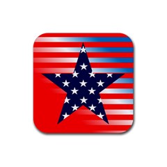 Patriotic American Usa Design Red Rubber Coaster (square) by Celenk