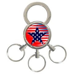 Patriotic American Usa Design Red 3-ring Key Chain by Celenk