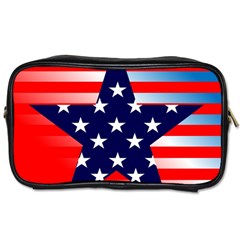 Patriotic American Usa Design Red Toiletries Bag (two Sides) by Celenk