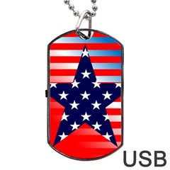 Patriotic American Usa Design Red Dog Tag Usb Flash (one Side) by Celenk