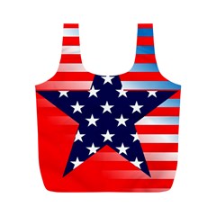 Patriotic American Usa Design Red Full Print Recycle Bag (m) by Celenk