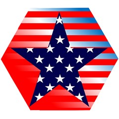 Patriotic American Usa Design Red Wooden Puzzle Hexagon by Celenk