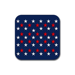 Patriotic Colors America Usa Red Rubber Coaster (square) by Celenk