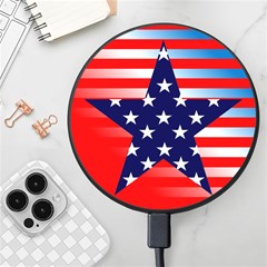 Patriotic American Usa Design Red Wireless Fast Charger(black) by Celenk