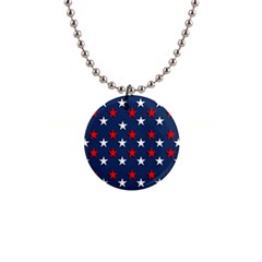 Patriotic Colors America Usa Red 1  Button Necklace by Celenk