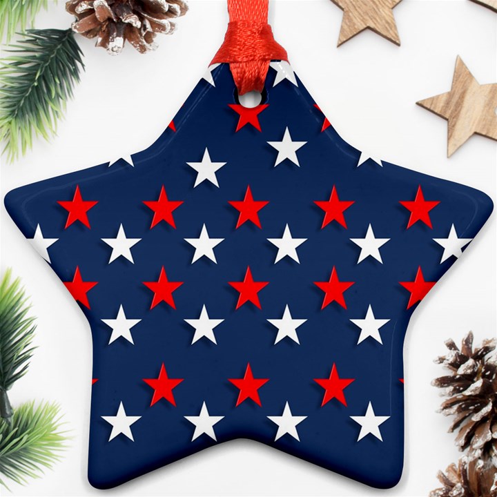 Patriotic colors america usa red Star Ornament (Two Sides)