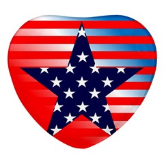 Patriotic American Usa Design Red Heart Glass Fridge Magnet (4 Pack) by Celenk