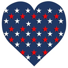 Patriotic Colors America Usa Red Wooden Puzzle Heart by Celenk