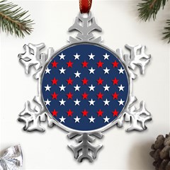 Patriotic Colors America Usa Red Metal Small Snowflake Ornament