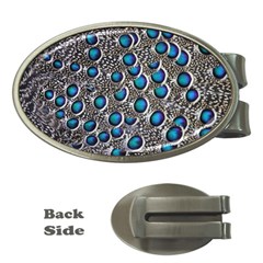 Peacock Pattern Close Up Plumage Money Clips (oval)  by Celenk