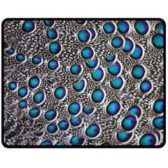 Peacock Pattern Close Up Plumage Two Sides Fleece Blanket (medium) by Celenk