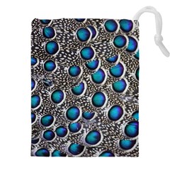 Peacock Pattern Close Up Plumage Drawstring Pouch (4xl) by Celenk