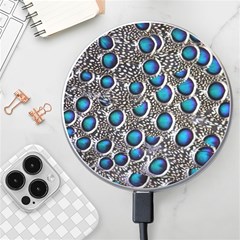 Peacock Pattern Close Up Plumage Wireless Fast Charger(white) by Celenk