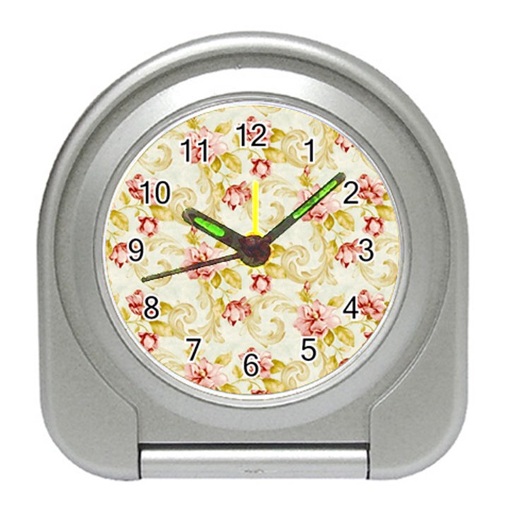 Background Pattern Flower Spring Travel Alarm Clock