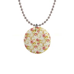 Background Pattern Flower Spring 1  Button Necklace by Celenk