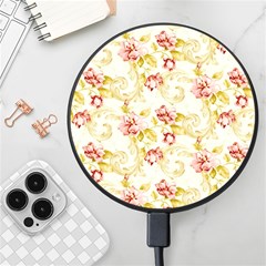 Background Pattern Flower Spring Wireless Fast Charger(black) by Celenk