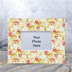 Background Pattern Flower Spring White Tabletop Photo Frame 4 x6  by Celenk