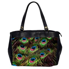 Peacock Feathers Color Plumage Oversize Office Handbag (2 Sides) by Celenk