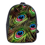 Peacock Feathers Color Plumage School Bag (XL) Front