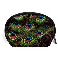 Peacock Feathers Color Plumage Accessory Pouch (large) by Celenk