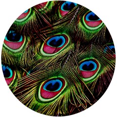 Peacock Feathers Color Plumage Uv Print Round Tile Coaster by Celenk