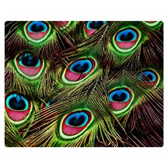 Peacock Feathers Color Plumage Premium Plush Fleece Blanket (medium) by Celenk