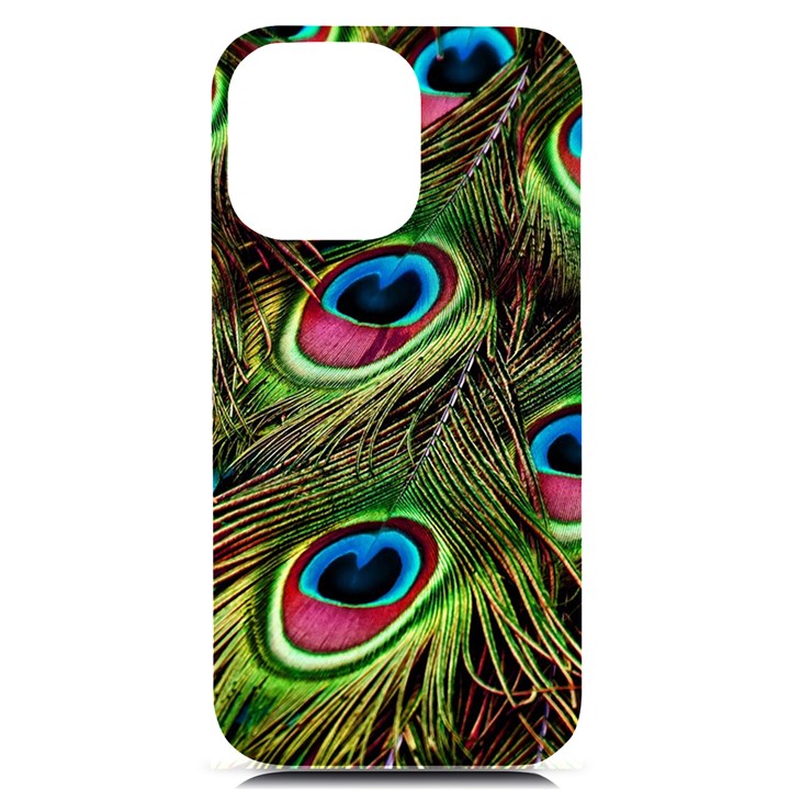 Peacock Feathers Color Plumage iPhone 14 Pro Max Black UV Print Case