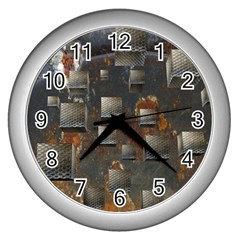 Background Metal Pattern Texture Wall Clock (silver) by Celenk