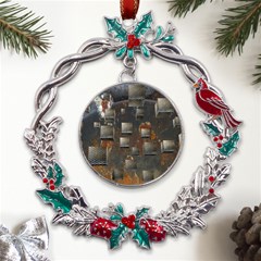 Background Metal Pattern Texture Metal X mas Wreath Holly Leaf Ornament