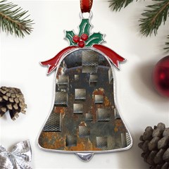 Background Metal Pattern Texture Metal Holly Leaf Bell Ornament