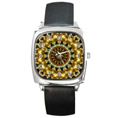 Pattern Abstract Background Art Square Metal Watch by Celenk