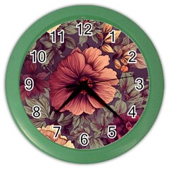 Flowers Pattern Color Wall Clock by Simbadda