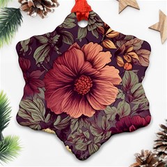 Flowers Pattern Snowflake Ornament (two Sides) by Simbadda