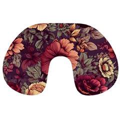 Flowers Pattern Travel Neck Pillow by Simbadda