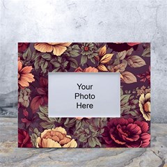 Flowers Pattern White Tabletop Photo Frame 4 x6  by Simbadda