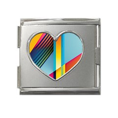 Colorful Rainbow Stripe Pattern Mega Link Heart Italian Charm (18mm) by Vaneshop