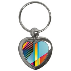 Colorful Rainbow Stripe Pattern Key Chain (heart) by Vaneshop