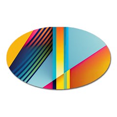 Colorful Rainbow Stripe Pattern Oval Magnet by Vaneshop