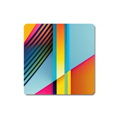 Colorful Rainbow Stripe Pattern Square Magnet by Vaneshop