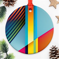 Colorful Rainbow Stripe Pattern Round Ornament (two Sides)