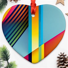 Colorful Rainbow Stripe Pattern Heart Ornament (two Sides) by Vaneshop