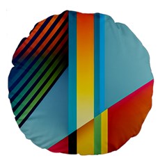 Colorful Rainbow Stripe Pattern Large 18  Premium Round Cushions by Vaneshop