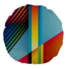 Colorful Rainbow Stripe Pattern Large 18  Premium Flano Round Cushions by Vaneshop