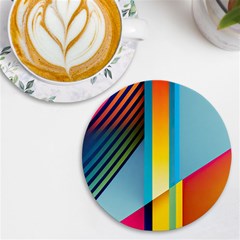 Colorful Rainbow Stripe Pattern Uv Print Round Tile Coaster by Vaneshop