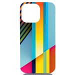 Colorful Rainbow Stripe Pattern iPhone 14 Pro Max Black UV Print Case Front